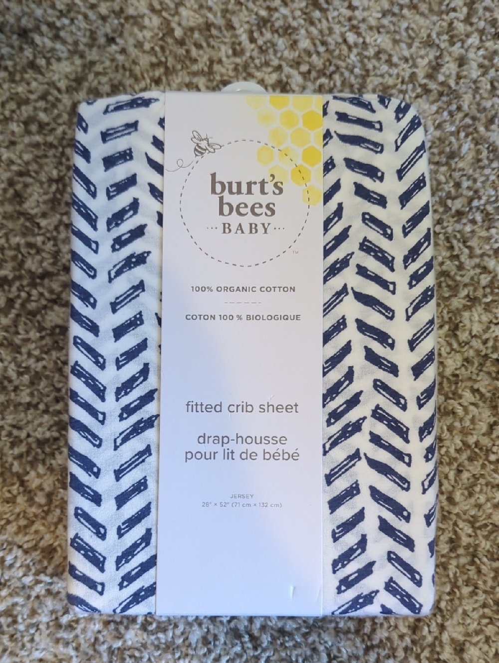 Burt's Bees Baby Navy Chevron Fitted Crib Sheet